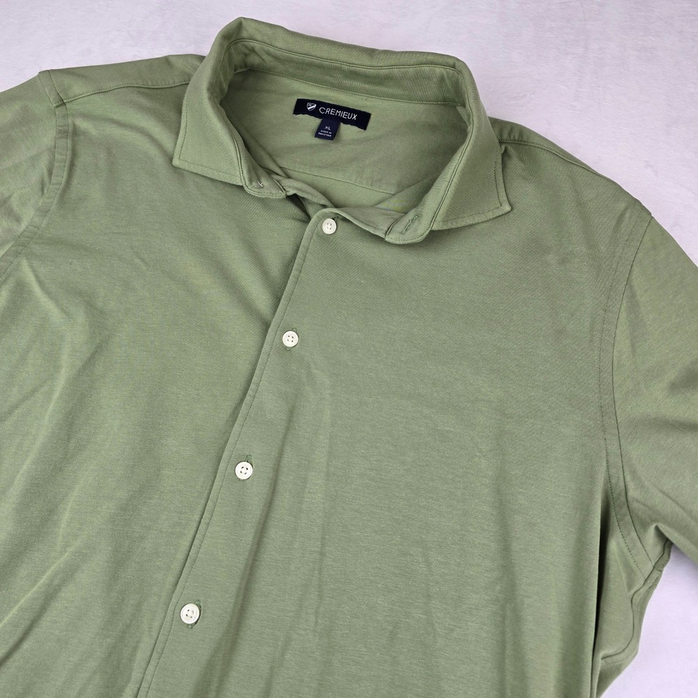 Cremieux XL Mens Shirt Button Down Casual Green Cotton‎ Blend Short Sleeve - Picture 2 of 8